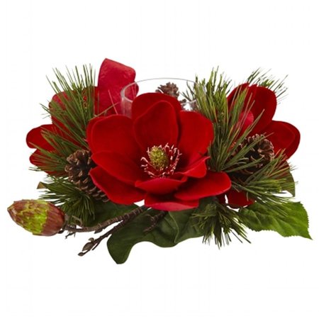 DARE2DECOR Red Magnolia & Pine Candelabrum DA803897